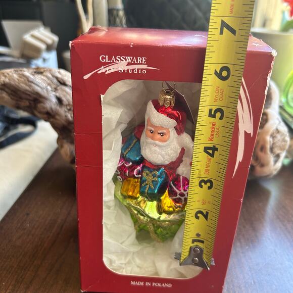 GLASSWARE ART STUDIO Ornament Made Poland Santa 7” Handcrafted - Picture 4 of 4
